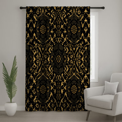 Rideaux noirs et dorés Ikat