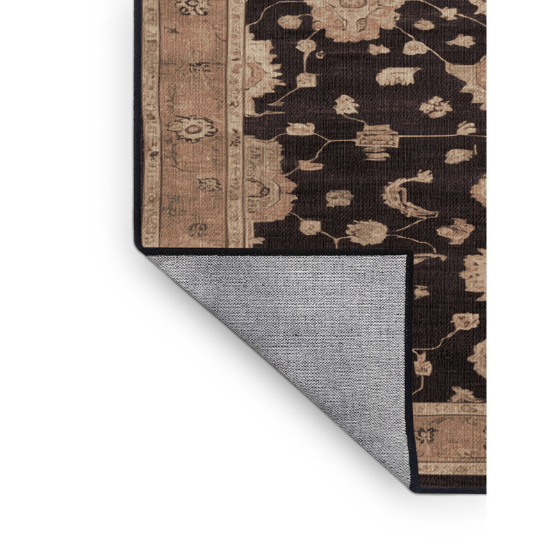 Tapis brun lavable à la machine, Rond 6 pi