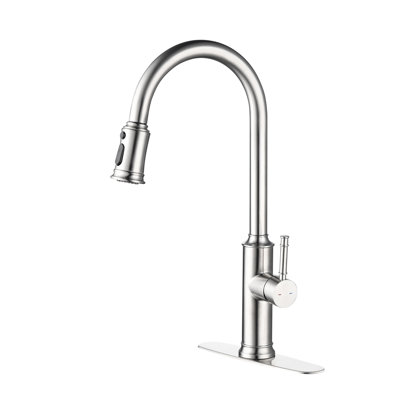 Robinet escamotable pour la cuisine, buse à 360 degrés, trois réglages de sortie, contrôle simple de la température et du débit, surface en nickel brossé, traitement contre la rouille, débit d'eau à bulle lisse, robinet de 5,91 lb avec