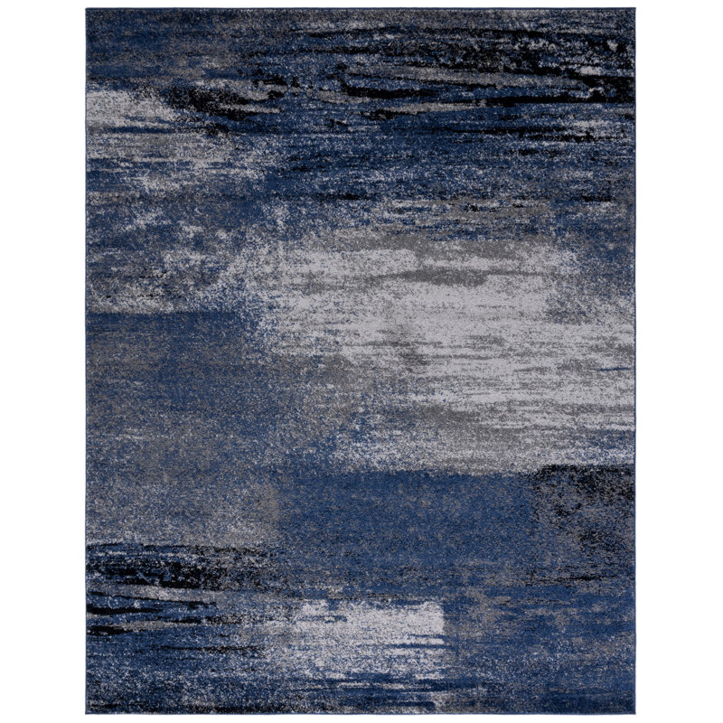 Algonquin Performance Abstract Rug, Rectangle 8' x 10', Gray/Blue