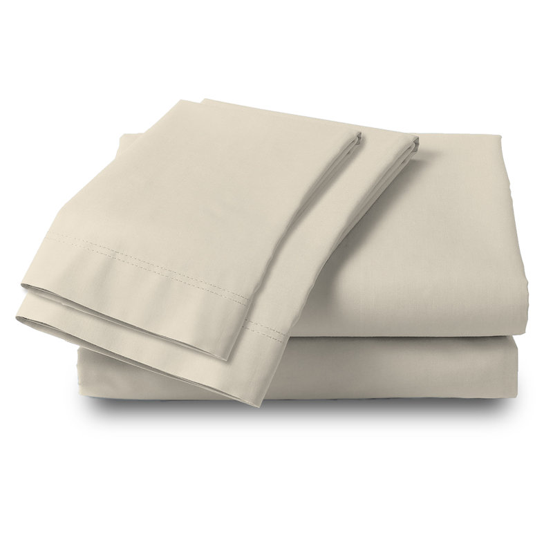 Ensemble de draps 100% coton doux et soyeux infroissable, Ensemble de draps pour très grand lit + un drap-h, Ivoire ivoire