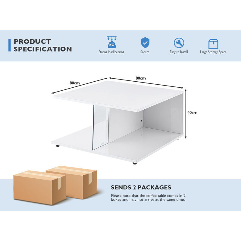 Coffee Table with Storage, White