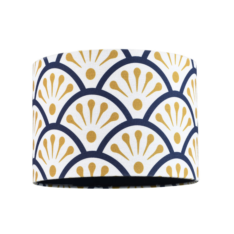 18cm H Cotton Blend Drum Lamp Shade ( Screw On ) in Navy
