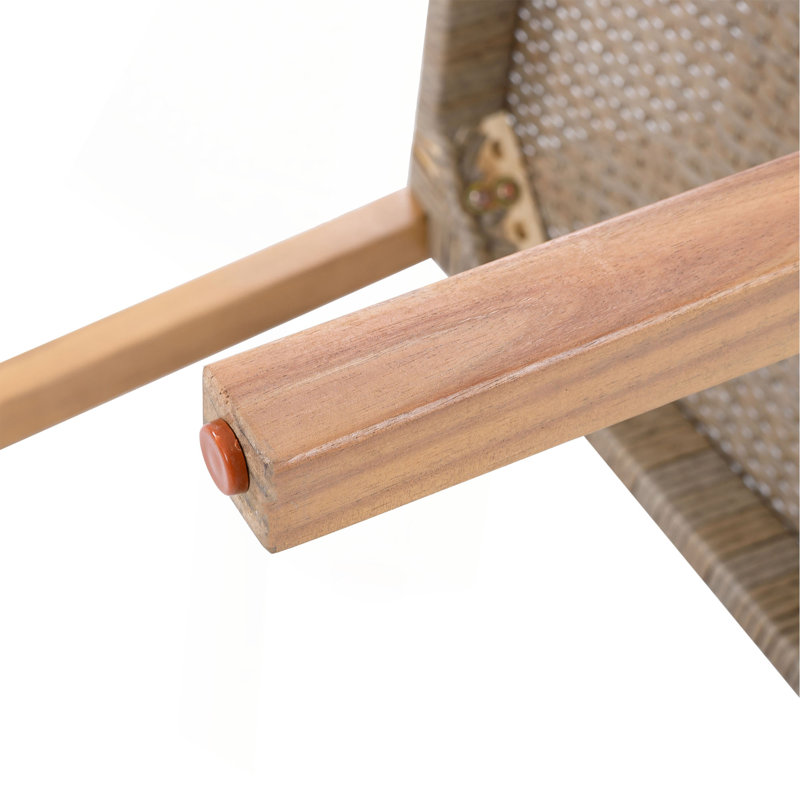 Ensemble de 2 chaises de salle à manger d'extérieur, structure en bois d'acacia teck clair et osier PE brun clair, idéal pour les patios et les jardins