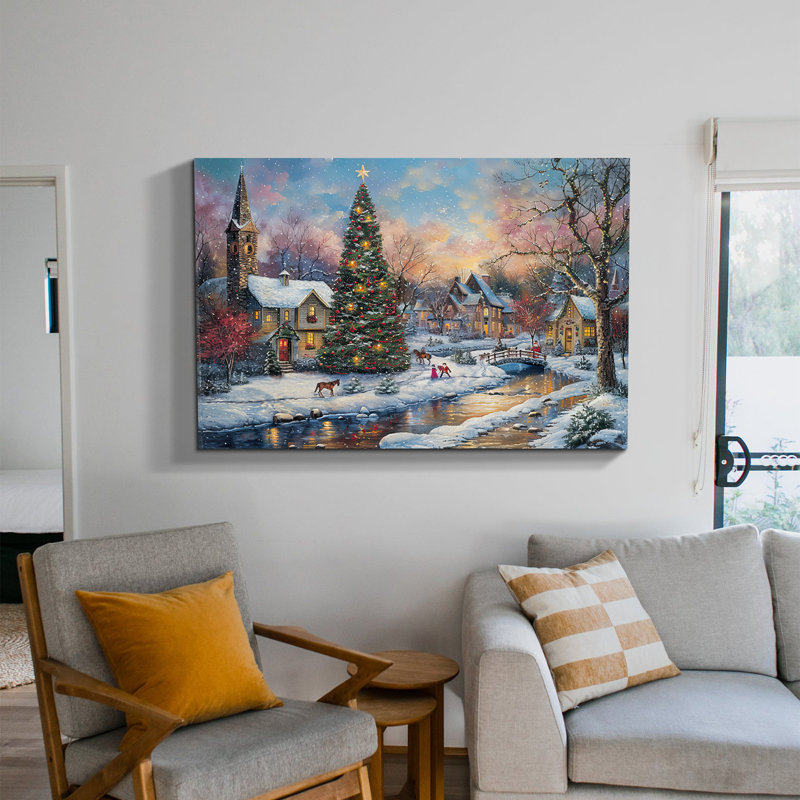 Art mural rétro sur toile, arbre de Noël rétro, H 18 po x l 24 po