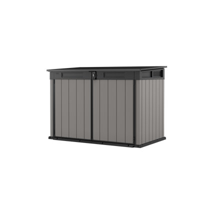 Premier Jumbo Horizontal Durable Resin Outdoor Storage Shed and Trash Bin Storage, Deco Gray -  Keter, 255298