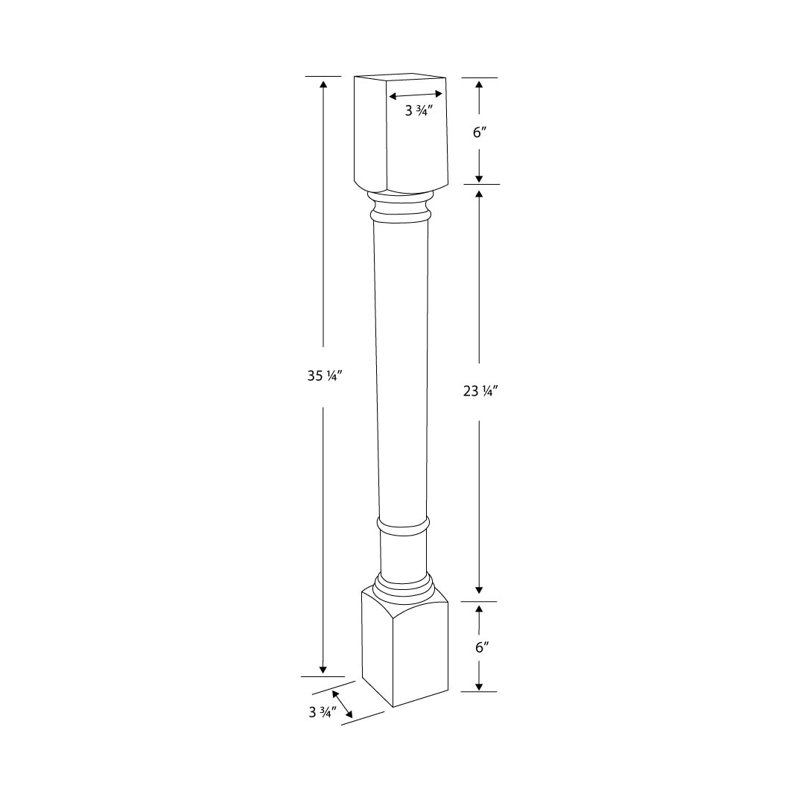 Pieds pour îlot de colonne Behre, H 35,25 po x l 3,75 po x P 3,75 po, Érable