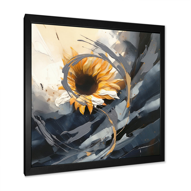 Jaune, jaune, doré, tournesols joyeux, H 16 po x l 16 po x P 1 po, Cadre photo noir