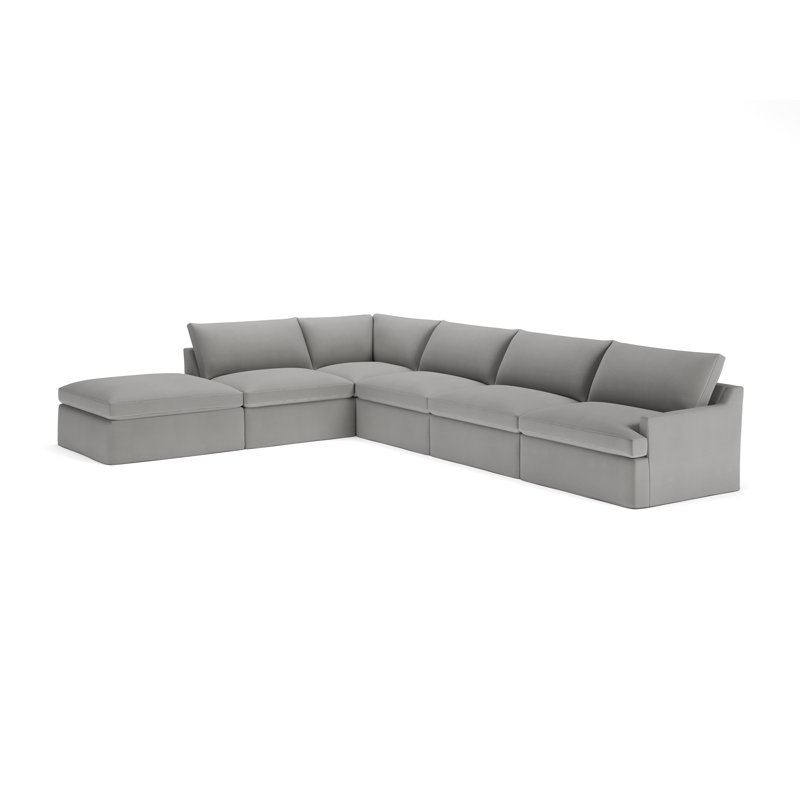 Canapé modulaire 6 pièces Wrenley, Toile gris clair Bayou, Orienté à gauche (vu de face)