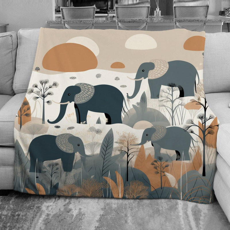  Couverture en molleton éléphant, Jeté