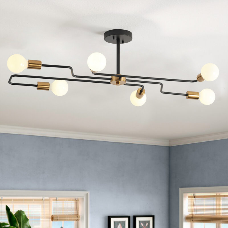 Plafonnier sphérique réglable en fer 6 lampes
