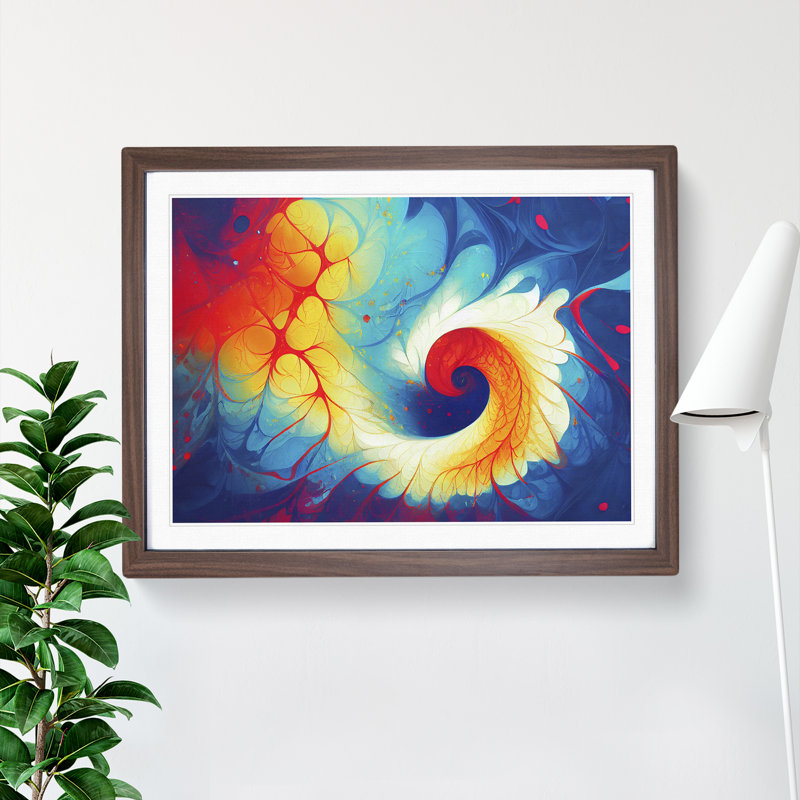 Abstract Fractal Splash Vol.3 - Single Picture Frame Print, 46cm H x 64cm W x 2cm D, Walnut