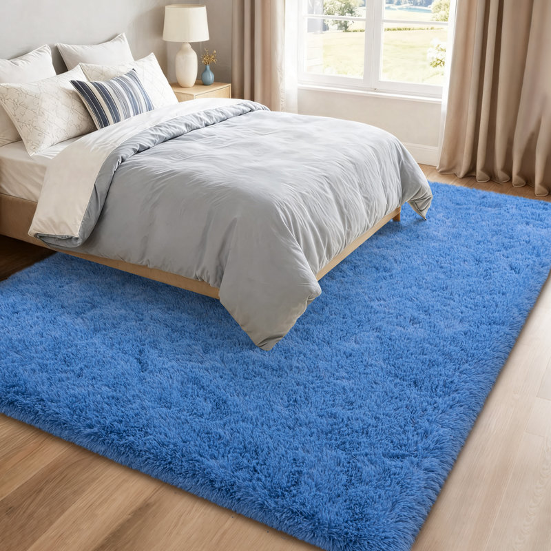 Shag Area Rugs 6x9 ft, Haze Blue Fluffy Rug for Living Room, Non-Slip Shag Carpet for Bedroom Nursery Kids Play Room Dorm Office
