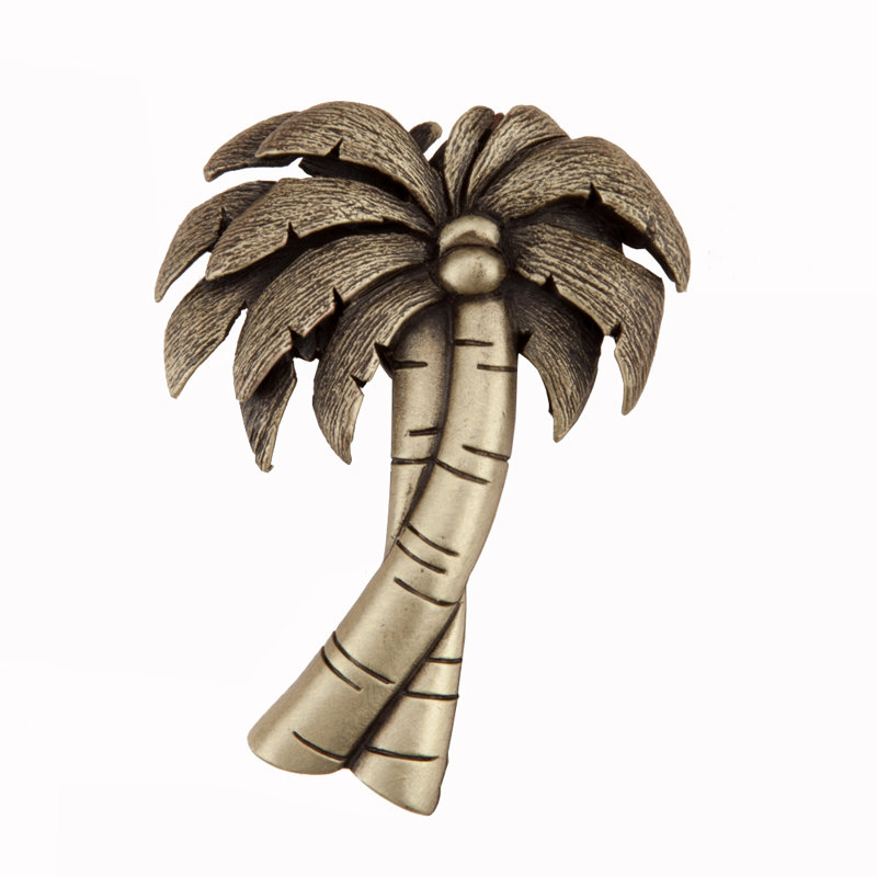 Palm Tree Cabinet Knob, Antique Brass