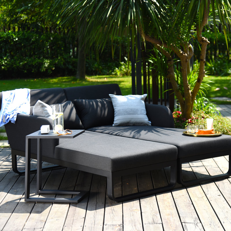 Deance Outdoor Fabric Unity Double Sunlounger, Charcoal, Charcoal
