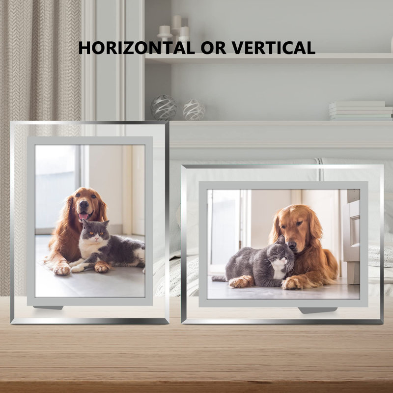 5X7 Picture Frame Set Of 2, Glass Photo Frames Made Of High Definition Real Glass Display Pictures Horizontal Or Vertical For Table