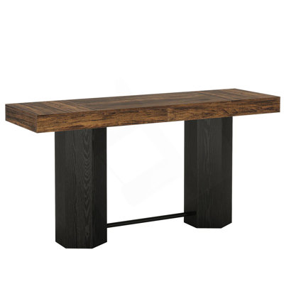 Table de salle à manger Woodgrain Design avec style industriel et base hexagonale robuste