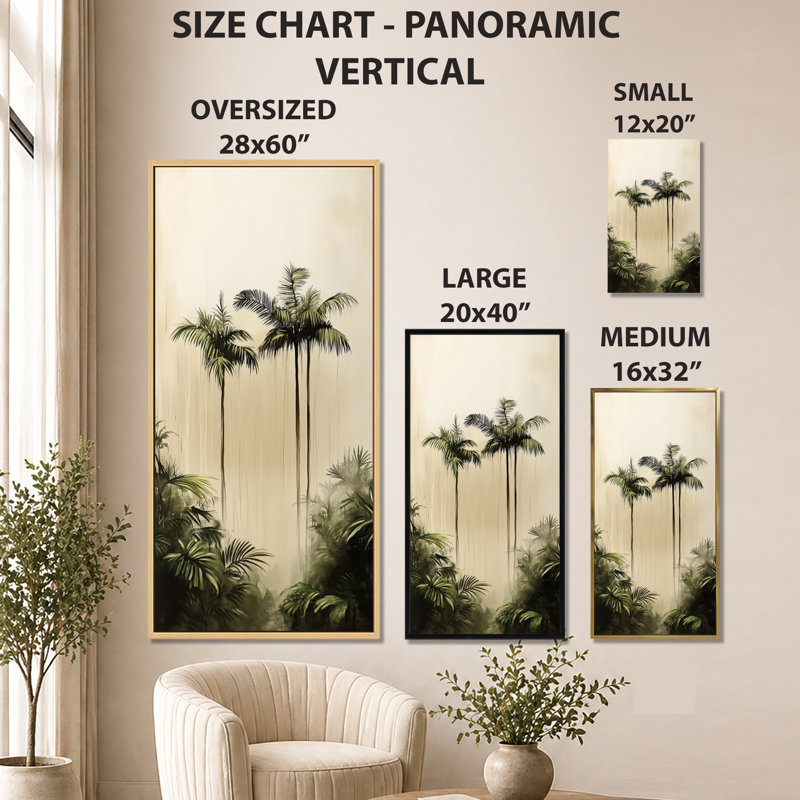 Palmier vert crème vert dans la forêt tropicale I - impression encadrée de palmier, décoration murale bord de mer