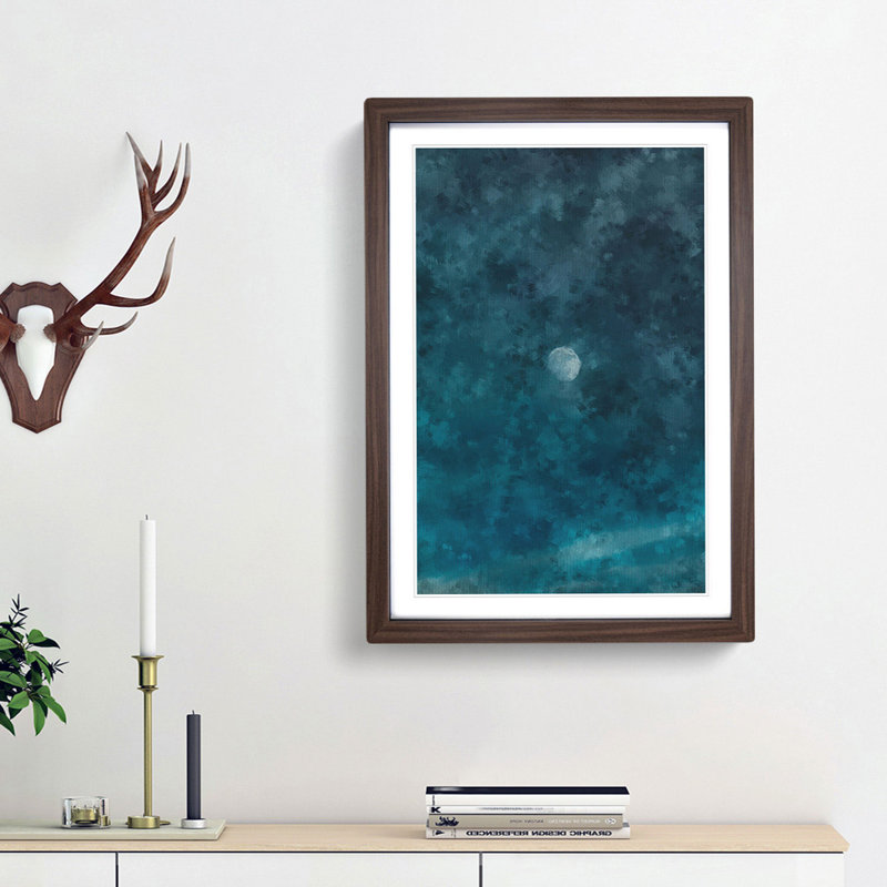 High Moon - Picture Frame Painting Print, 33cm H x 24cm W x 2cm D, Walnut Framed