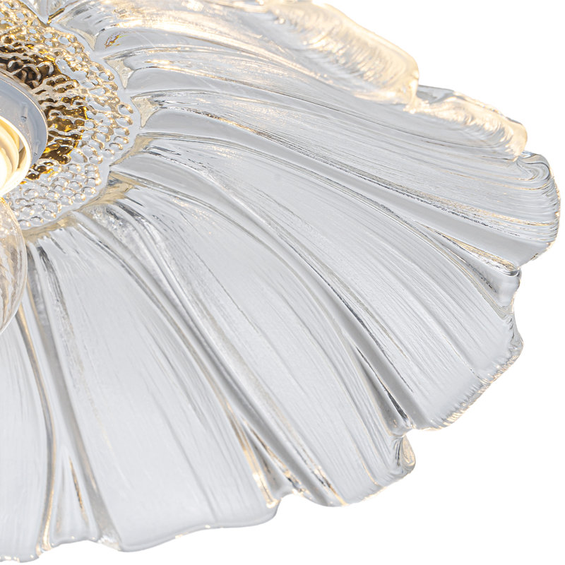 11" Vintage Flower Pendant Light, Hand-Blown Glass Shade with Clear Options, Adjustable Brass Kitchen Island Lamp, Clear
