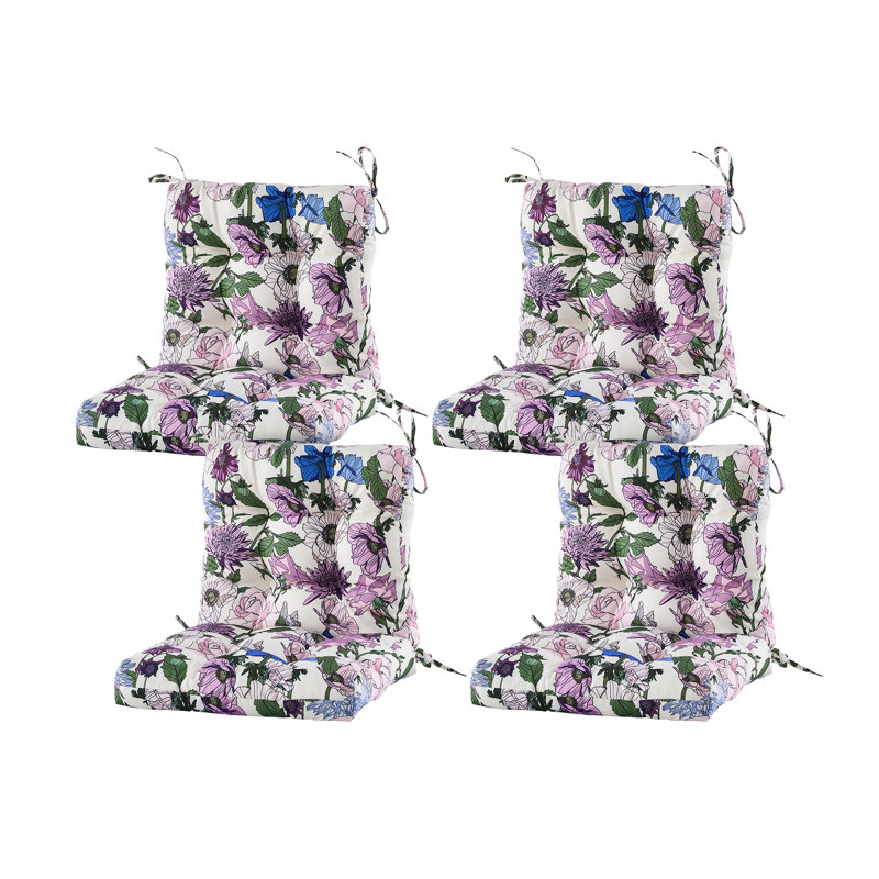 Outdoor 4'' Seat / Back Cushion, Pink Rose Floral