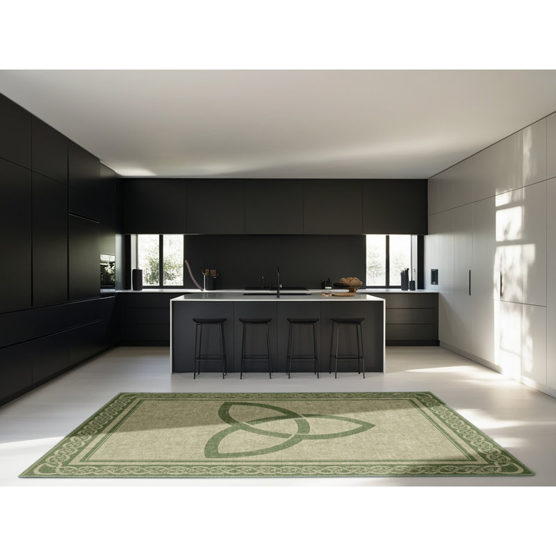 Soft Plush Eslinger St Patties Modern & Contemporary Abstract Area Rug in Brown – SageGreen Binding, 2x3