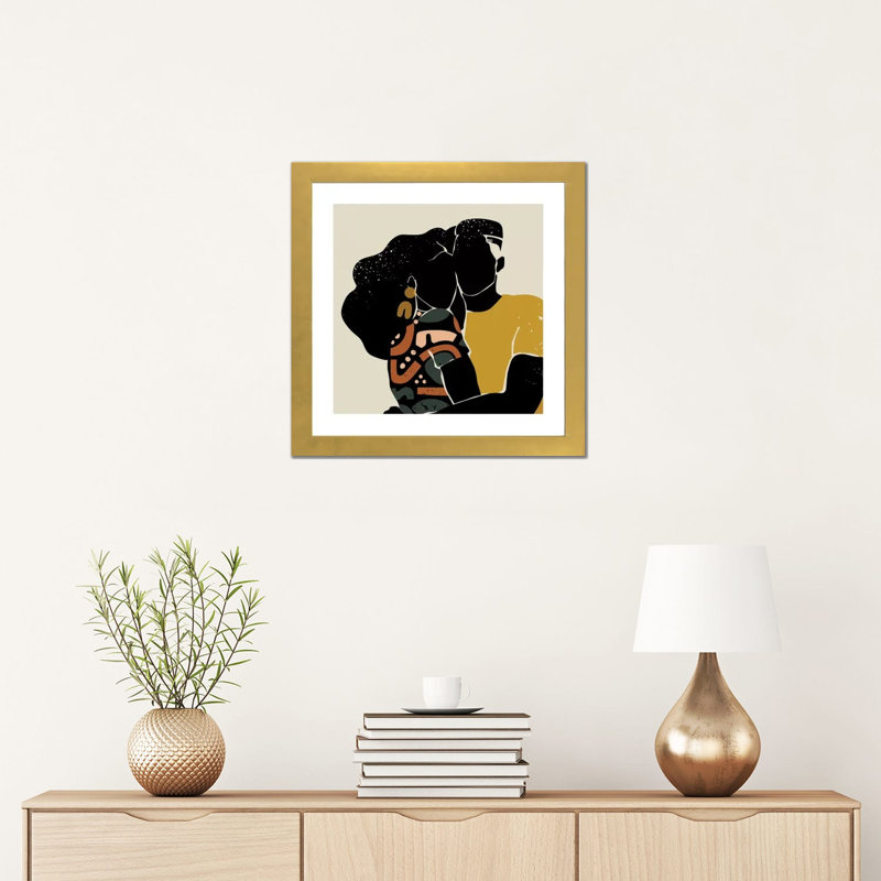 «Black Love», reproduction d'impression, Papier encadré doré, Blanc, H 16 po x l 16 po x p 1 po