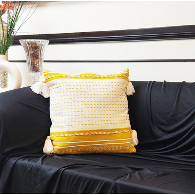 Coussin à jus jaune à rayures torsadées Jusiah