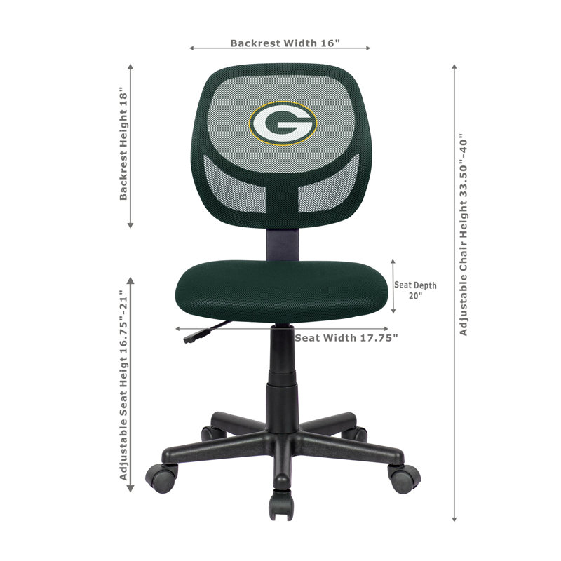 NFL Armless Task Chair, Green Bay Packers