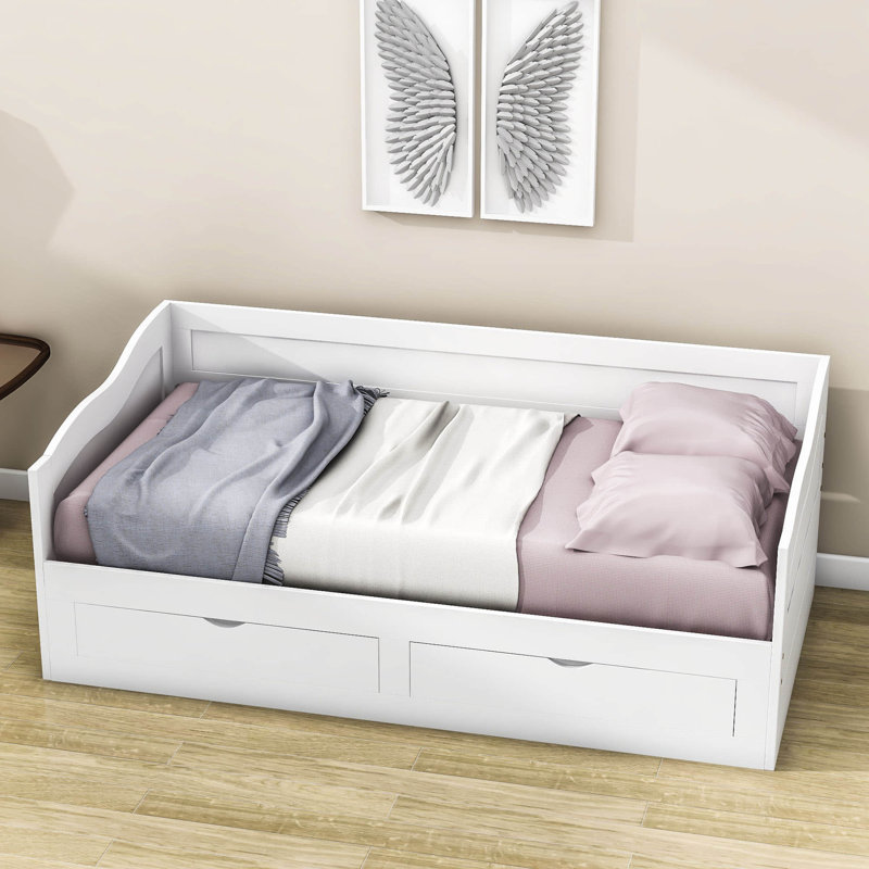 Twin Size 2 Drawers Daybed with Trundle, White