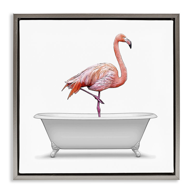 Baignoire antique debout Flamingo, Cadre flottant gris lustré, H 25 po x l 25 po