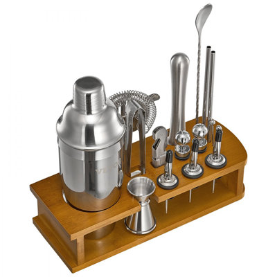 Ensemble de bar à cocktail en acier inoxydable 18 pièces