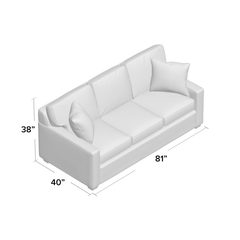 Ellora Upholstered 81'' Sofa, Frost White Finish, Basic Navy; 0317-61