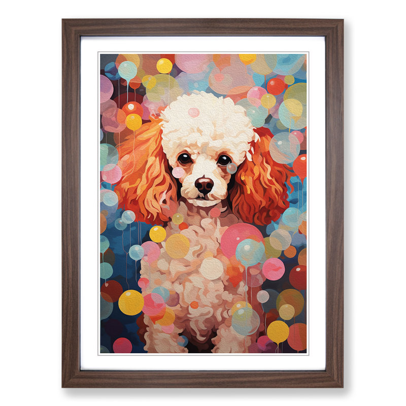 Poodle Orphism - Single Picture Frame Print on Wood, 46cm H x 34cm W x 2cm D, Walnut Framed