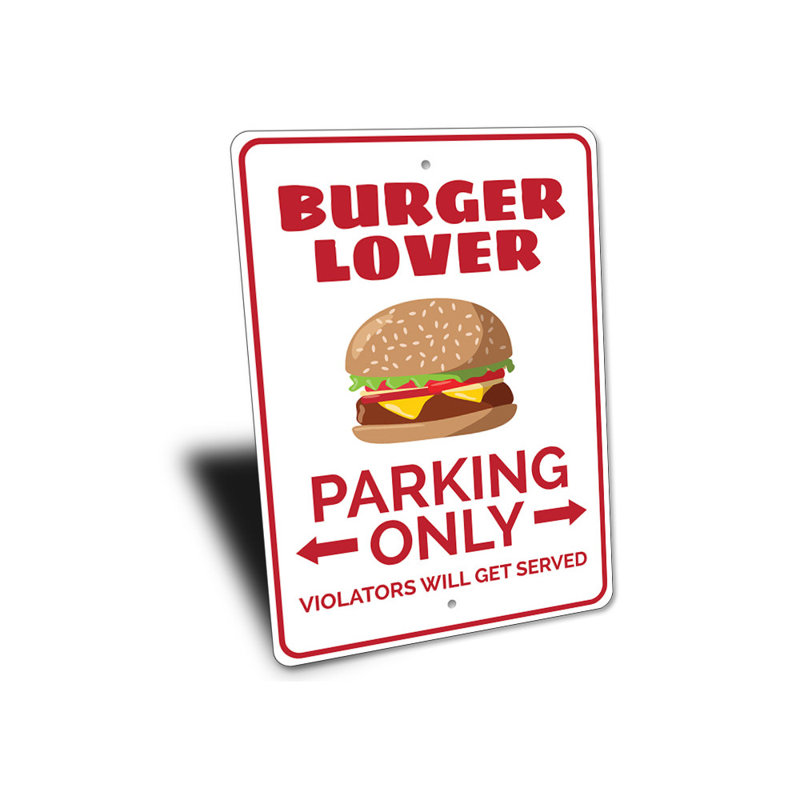 Enseigne en aluminium Burger Lover, H 18 po x l 12 po x P 0,06 po