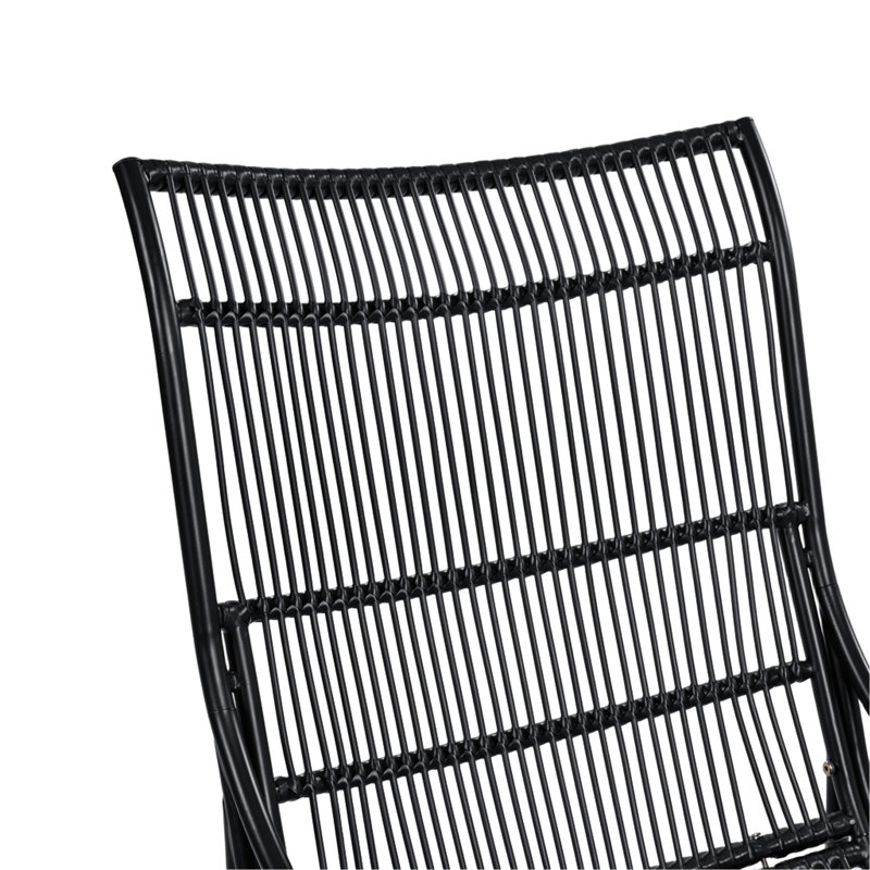 3 Pieces Wicker Outdoor Patio Furniture Set With Lounge Chair, Balcony Chairs Table Set With Cushions, Ottoman, Patio Conversation Sets For Garden,Deck,And Porch, Black & Beige