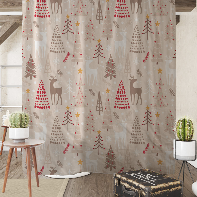 Djafar Abstract Shower Curtain, 90" H x 70" W