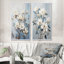 Minimalisme blanc et bleu Magnolias Florescence - ensemble d'art mural sur toile Magnolias