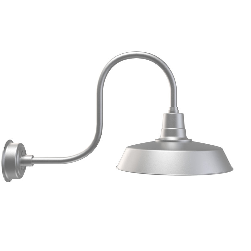 Luminaire de grange d'extérieur à DEL Haleigh, H 9 po x l 8 po x P 17 po, Argent galvanisé