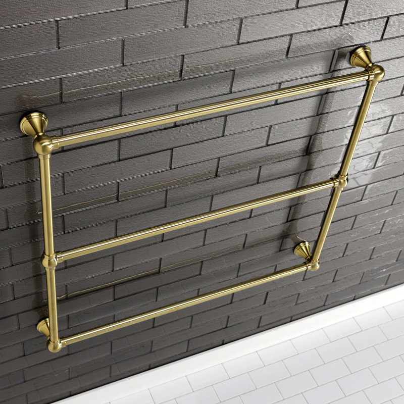 Kingston Brass Maximilien 30-Inch Wall Mount 3-Bar Towel Rack, Brushed Brass, 32" H x 36" W x 3" D