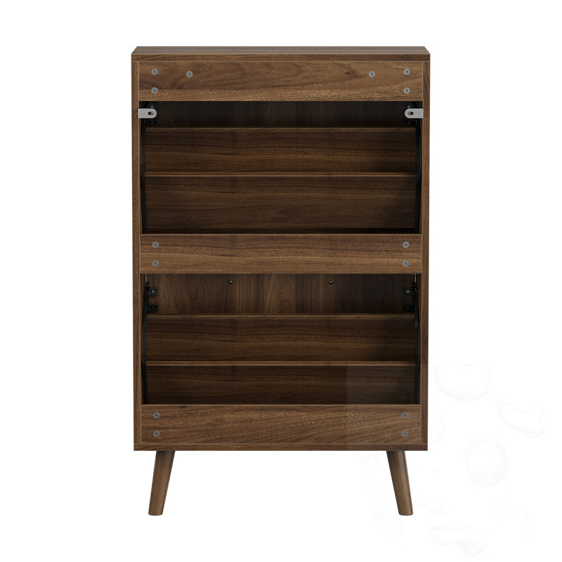 Upright Shoe Cabinet With Vertical Grooved Finish