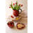  Set of Two Ceramic Strawberry Serving Bowls Decorative Tabletop Decor Accent Red and Green Glazed Finish
