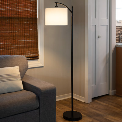 Lampe sur pied Arc - Lampe sur pied moderne de 63 pouces de hauteur avec abat-jour en lin et ampoule DEL - Lampe pour décoration de chambre à coucher, de bureau à domicile ou de salon