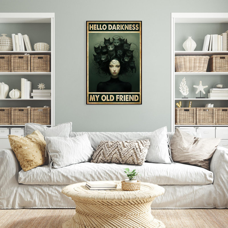 «Lagreera Black Cat Hello Darkness My Old Friend», impression sur toile, H 36 po x l 24 po x P 1,25 po