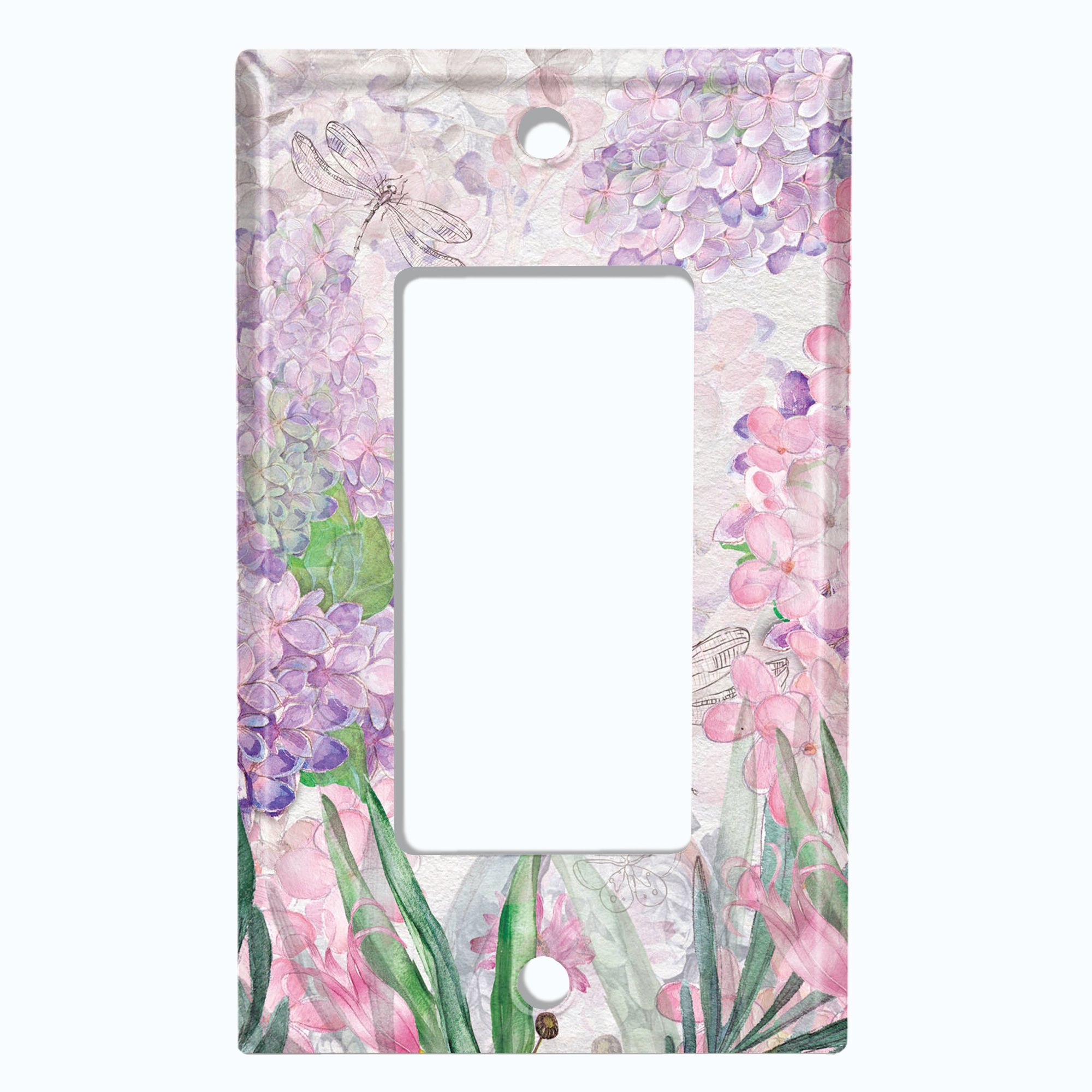 WorldAcc Lavender Flower Field Dragon Fly 1-Gang Rocker Wall Plate ...