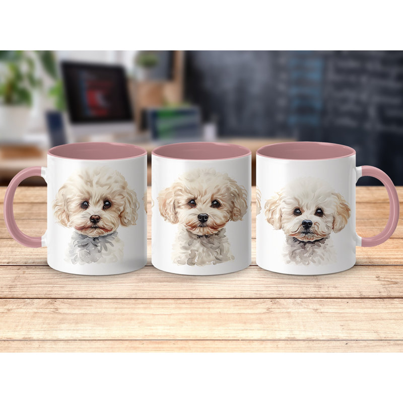 11oz Watercolour Bichon Frise Dog Design Coffee Mug, 3
