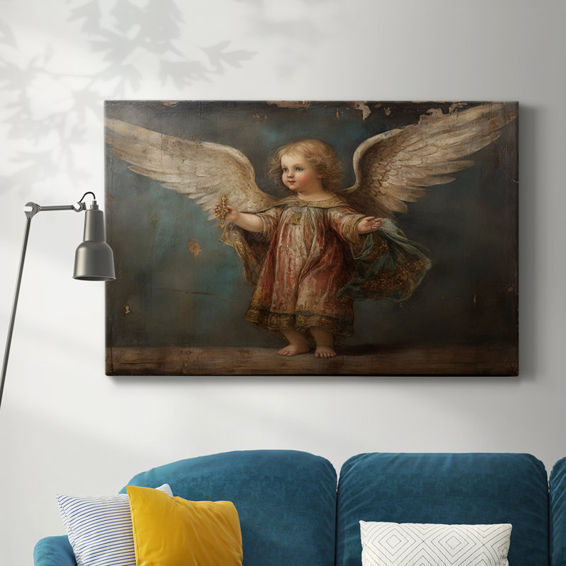 Angel Lxxxix - Toile tendue avec châssis de qualité supérieure - Prêt à être accroché, H 12 po x l 18 po