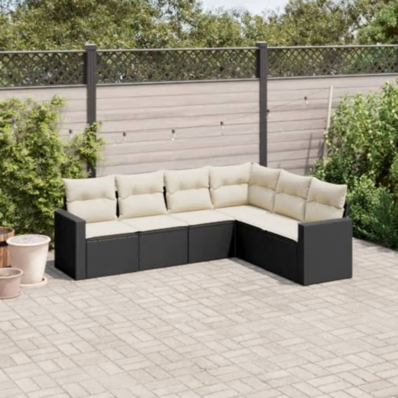 Ensemble de canapé de jardin Vidaxl noir, blanc crème