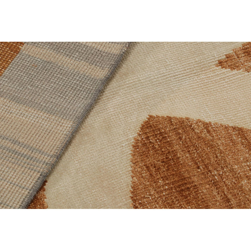 Rug & Kilim’S Modern French Art Deco Rug In Orange With Geometric Pattern, Rectangle 14' x 20'