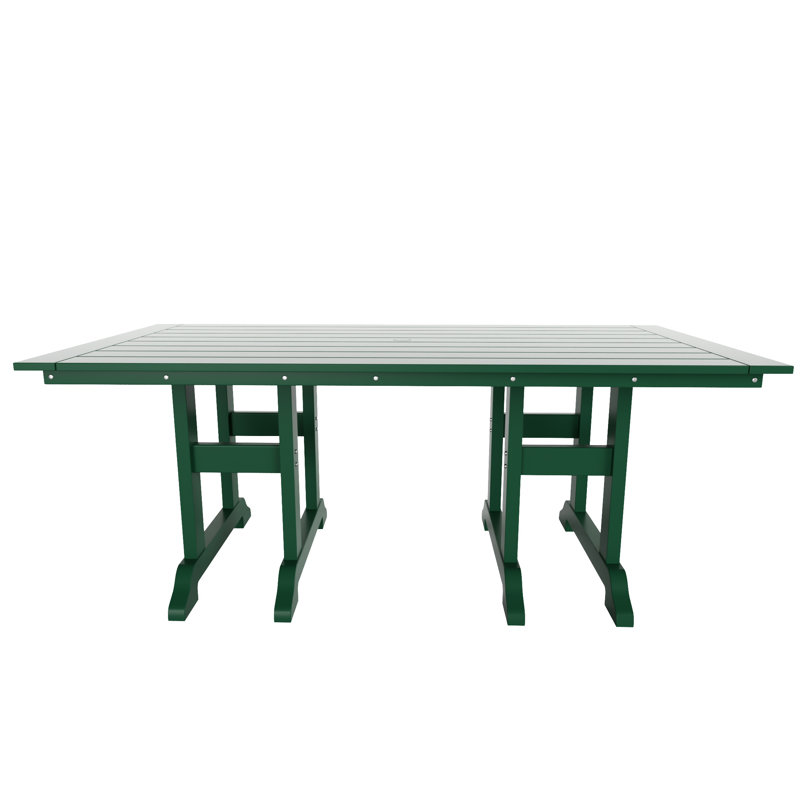 Laguna Rectangular Outdoor Dining Table With Umbrella Hole , 71'' in. W 37'' in. D, Dark Green